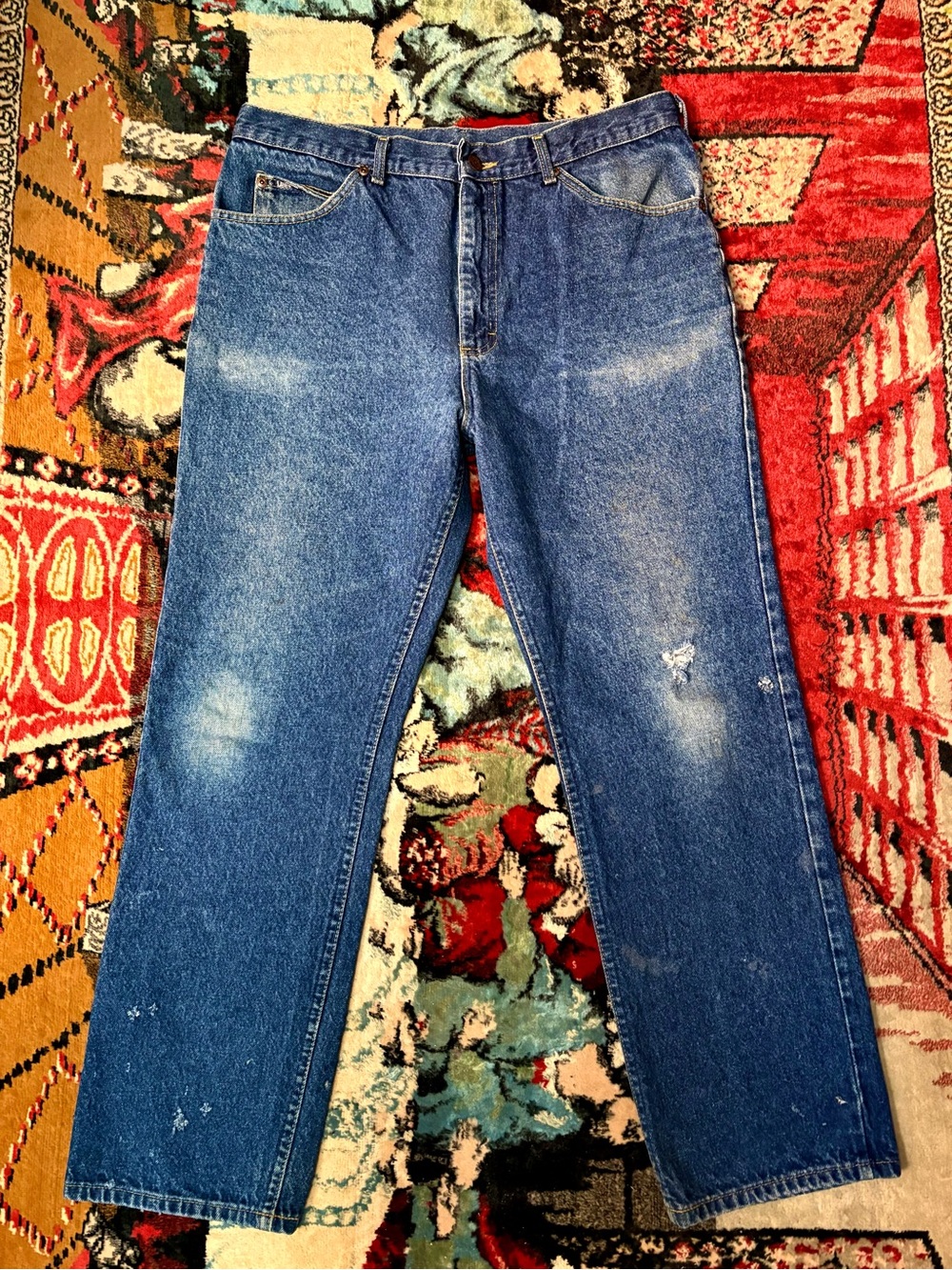 Lee VTG 90s deep blue straight leg denim jeans SZ 34 Union Made in USA